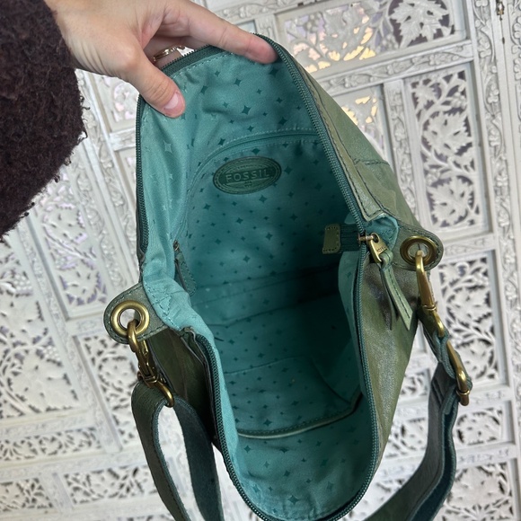 Vtg Fossil Maddox Green Lamb Hide Leather Shoulder Crossbody Bag - Picture 10 of 10